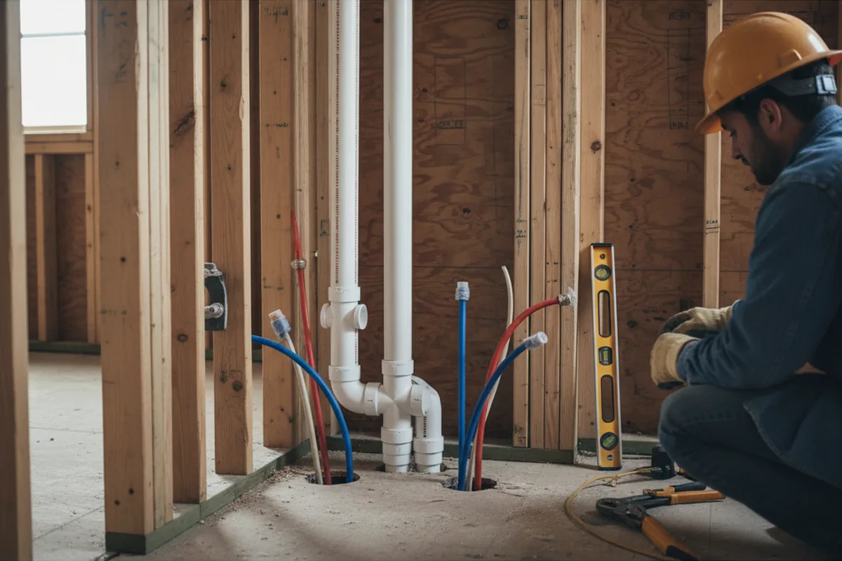 Drain and supply rough-in during Drain Cleaning in Millington