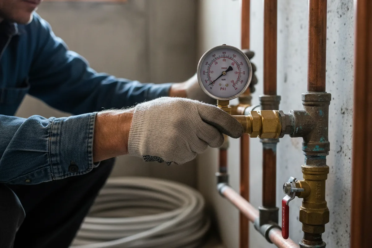 Pressure testing a repaired line during Water Line Repair in Millington